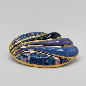 Vintage Enamel over Ceramic Brooch
